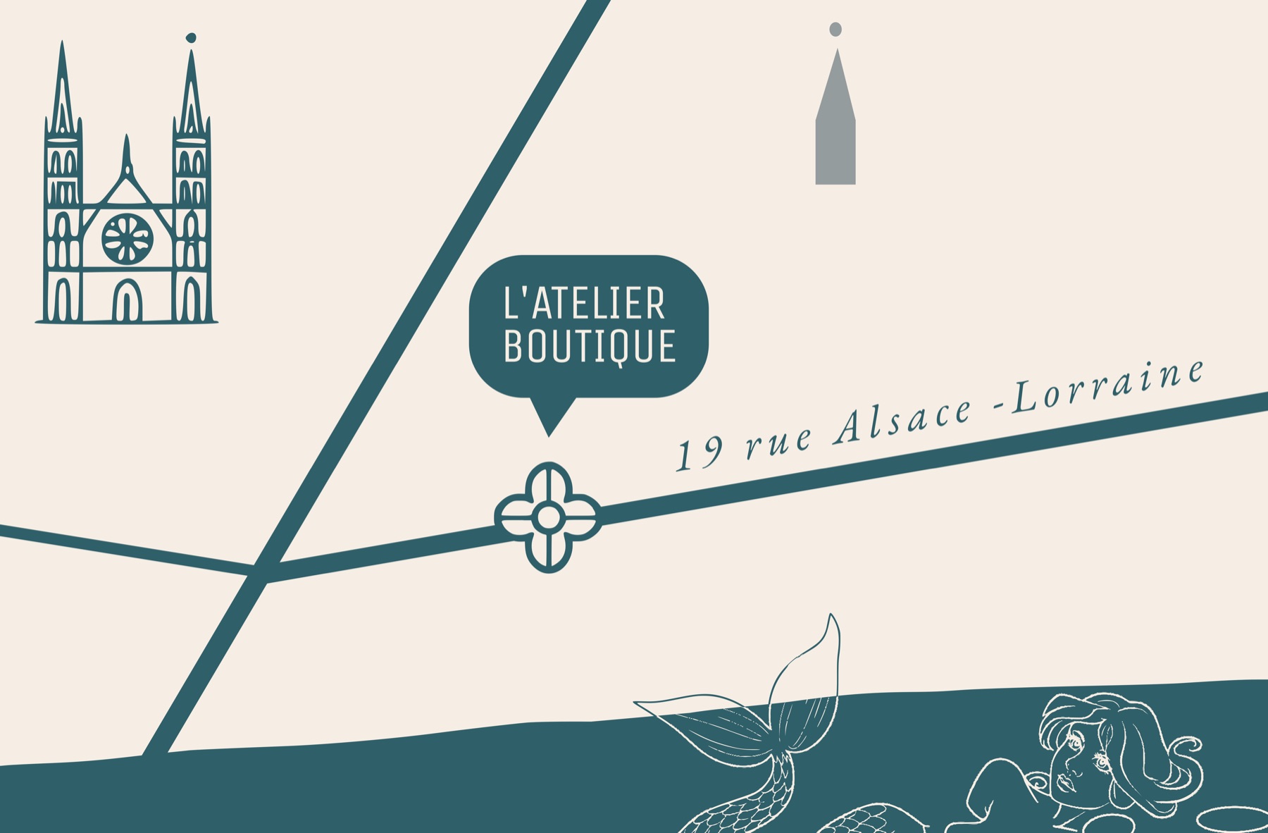 Plan illustré de Rouen situant l'atelier